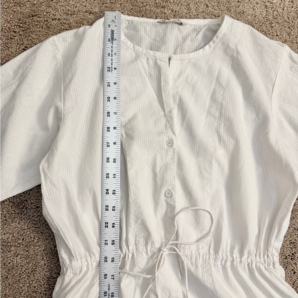 GAP MIDI Dress Women size Small White Long Sleeve Button Aline Drawstring Dress - Picture 7 of 12